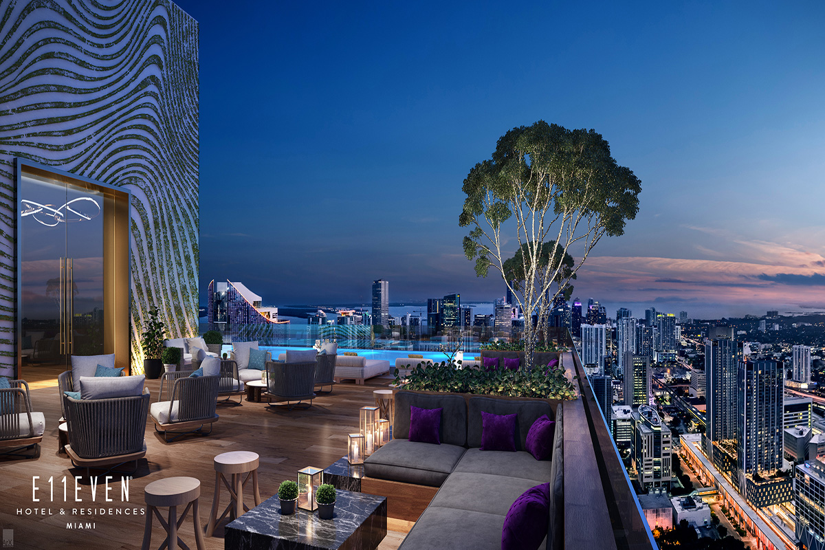 Rendering of E11EVEN Residences Miami Rooftop Terrace