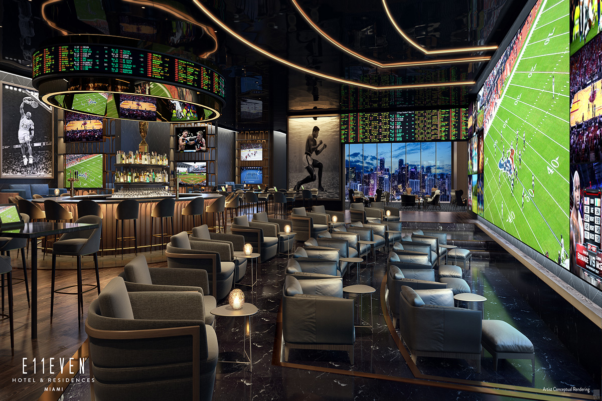 Rendering of E11EVEN Residences Miami Sports Lounge