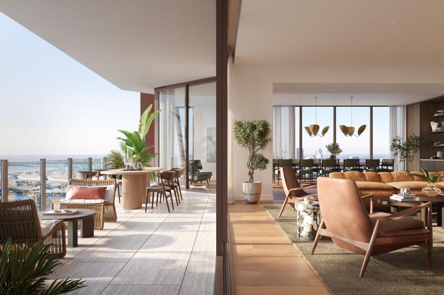 Rendering of Villa Miami Indoor Outdoor Flow Through to Balcony