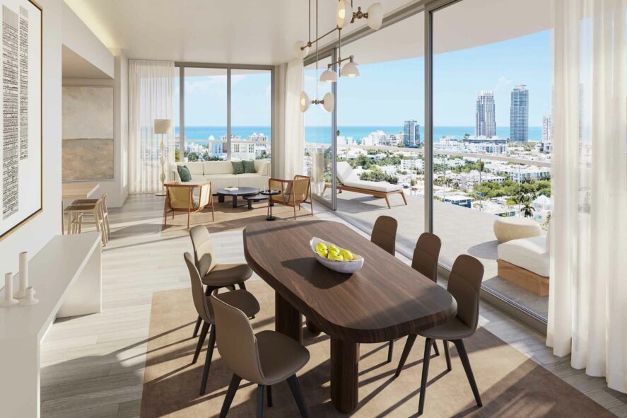 Rendering of Five Park South Beach Miami Beach Living Room East