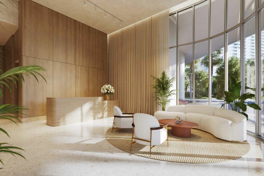 Rendering of Five Park South Beach Park Residences Lobby