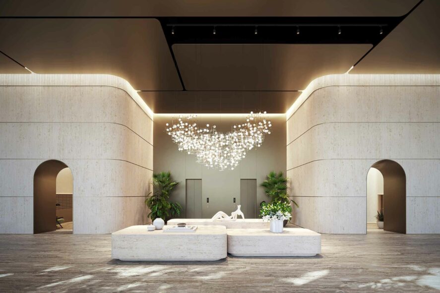 Rendering of 1428 Brickell Elevator Lobby Art