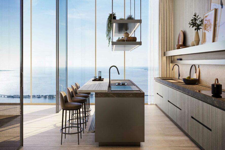 Rendering of 1428 Brickell Kitchen View