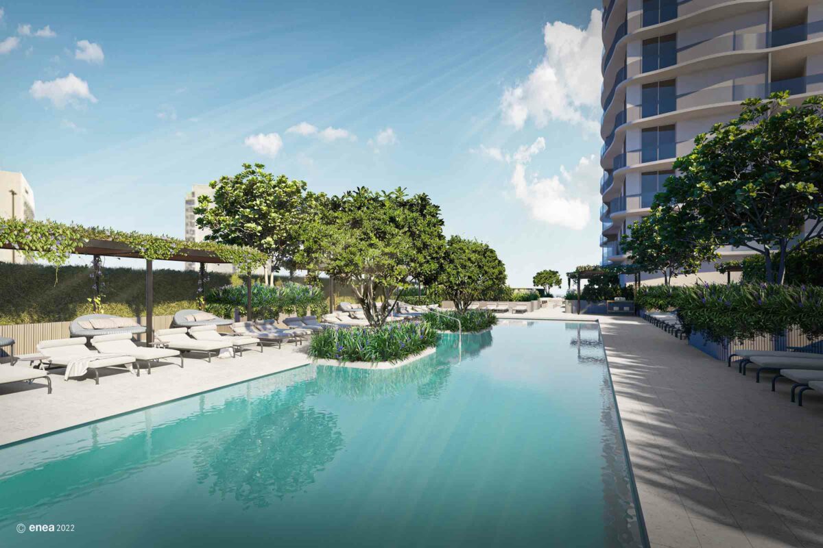 Rendering of Casa Bella 11th Floor Pool Deck Landscaping