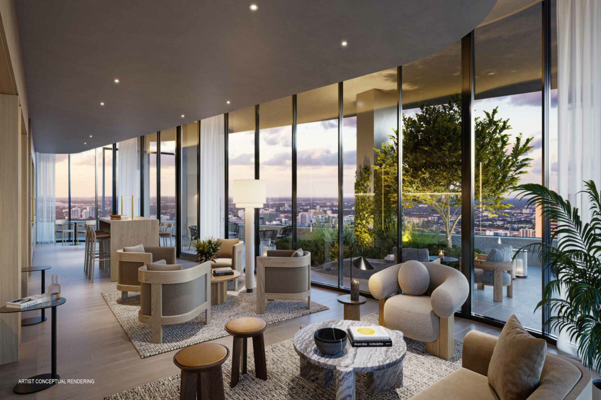 Rendering Of Lofty Brickell Floor 43 Lounge