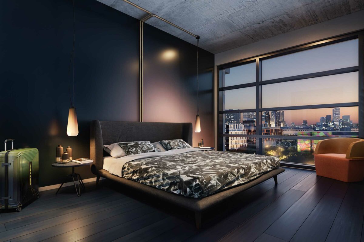 Rendering Of Diesel Condominiums Wynwood Dark Bedroom