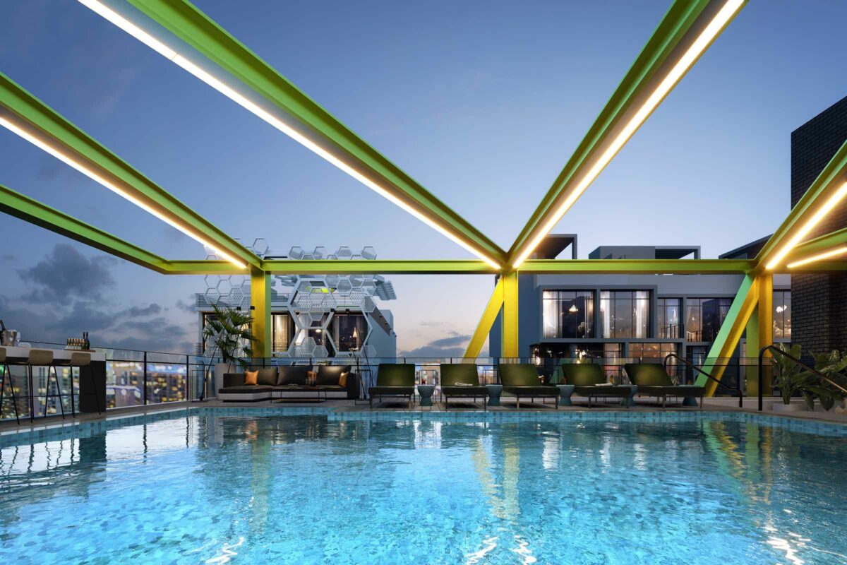 Rendering Of Diesel Condominiums Wynwood Rooftop Pool