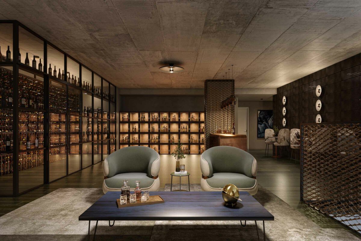 Rendering Of Diesel Condominiums Wynwood Wine Room Lounge