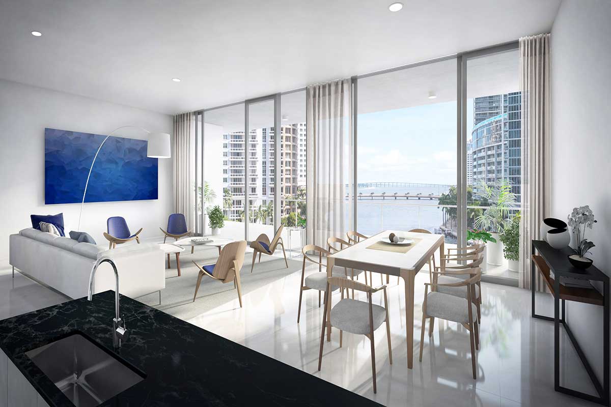 Rendering of Aston Martin Residences Living Room