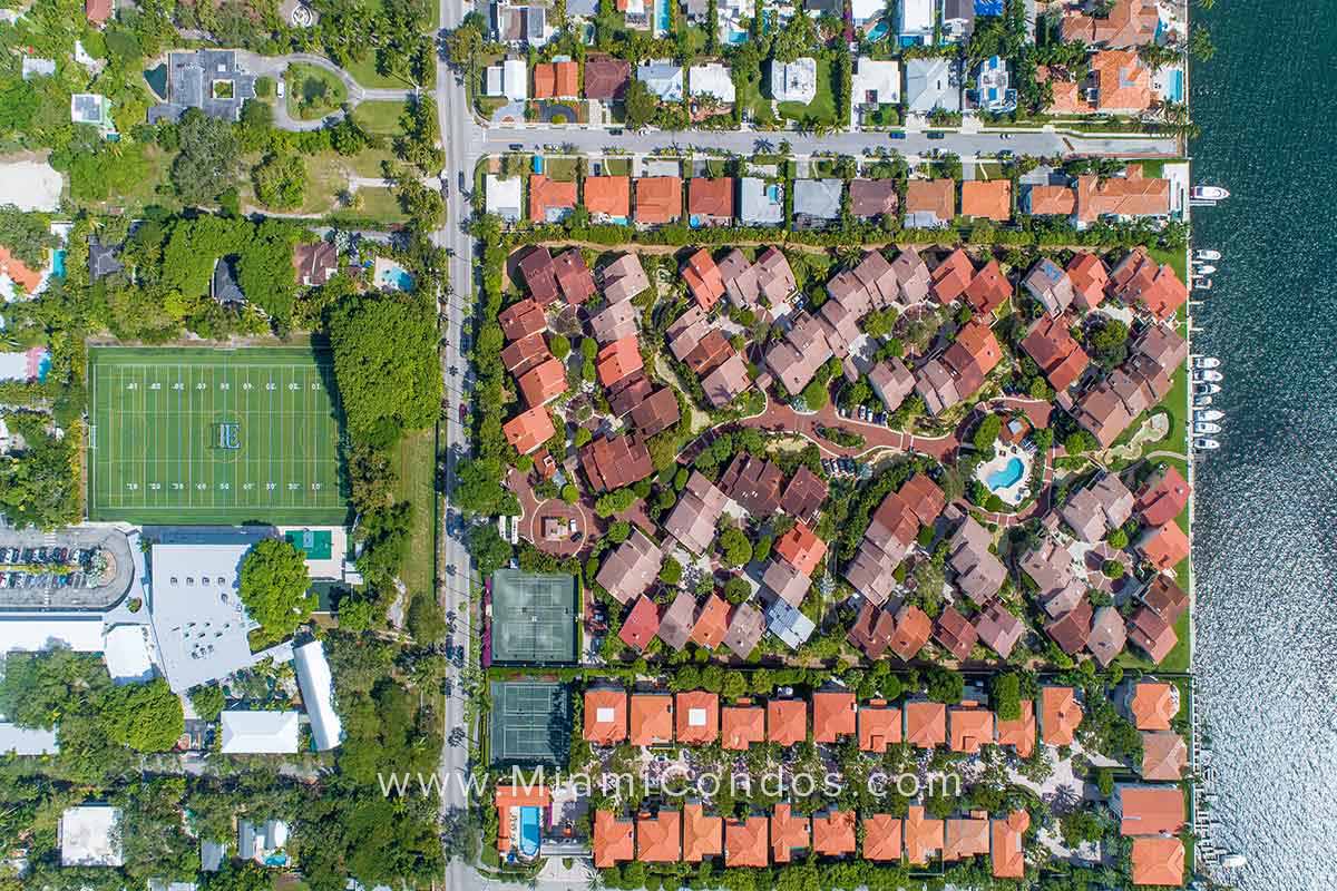 L'Hermitage in Coconut Grove Aerial View with Ransom Middle School