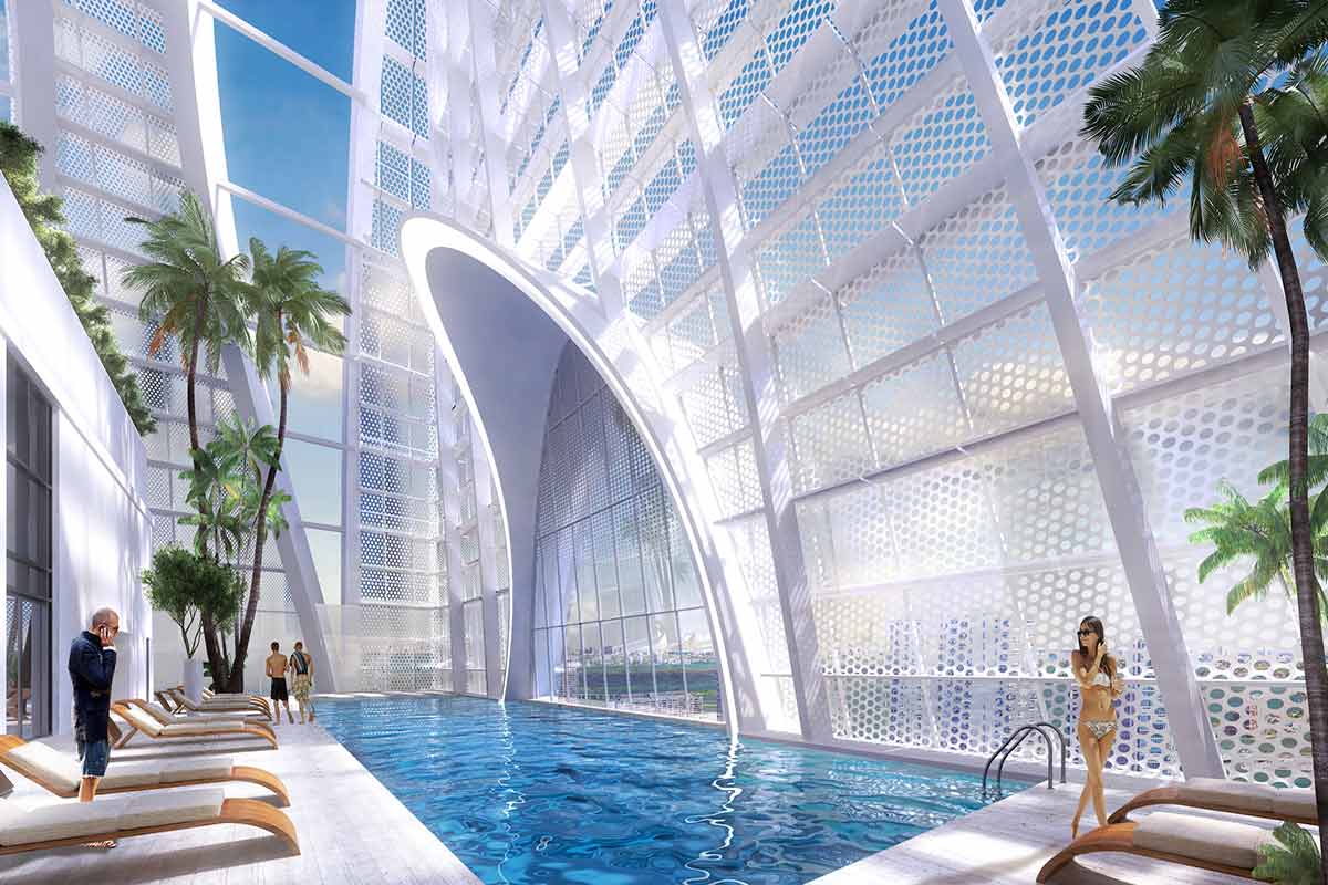 Rendering of Okan Tower in Downtown Miami Pool