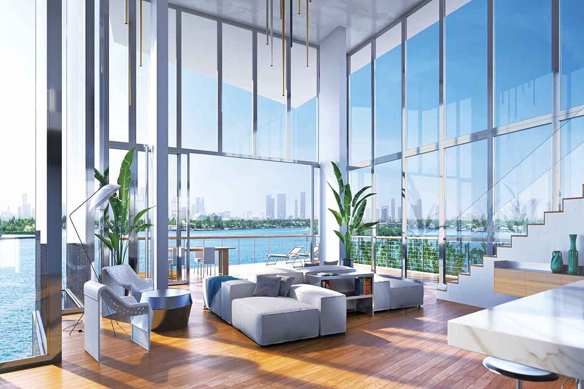 Rendering of Monad Terrace South Beach Living Room