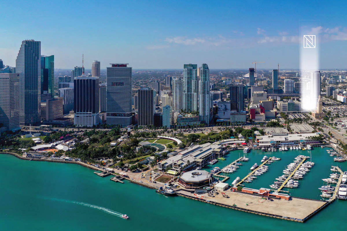 Rendering of Natiivo Condos on Downtown Miami Skyline