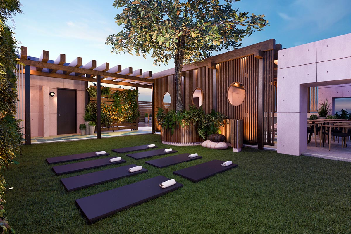 Rendering of Ten30 South Beach Rooftop Yoga Area
