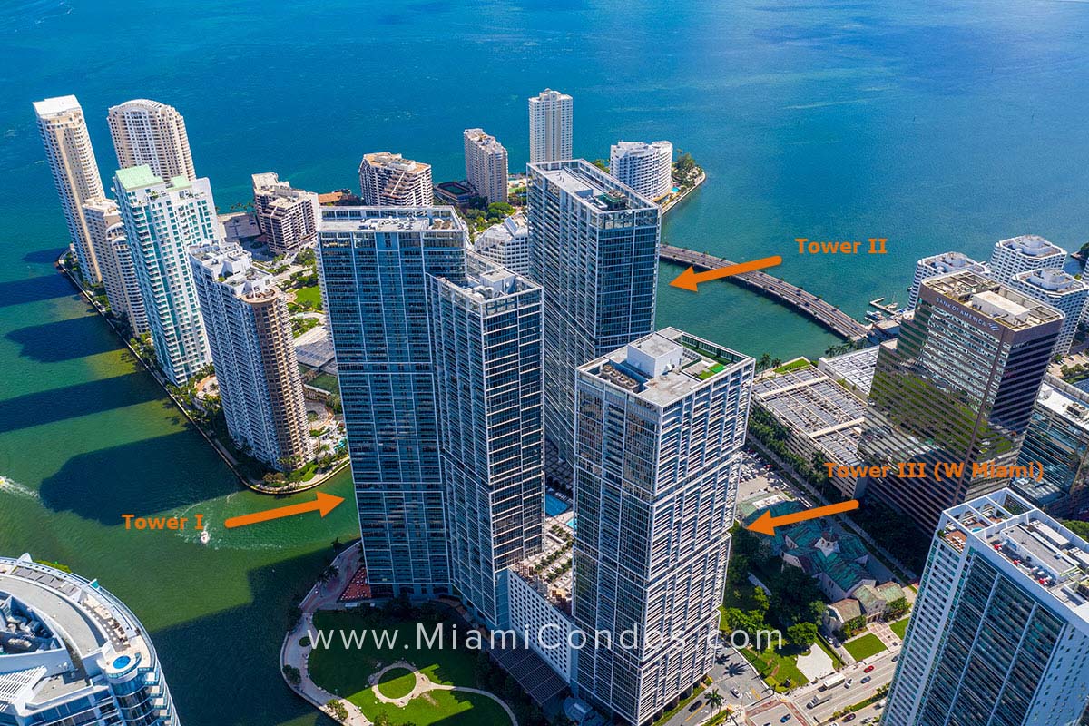 Icon-Brickell-Condos,-the-Miami-River-and-Biscayne-Bay