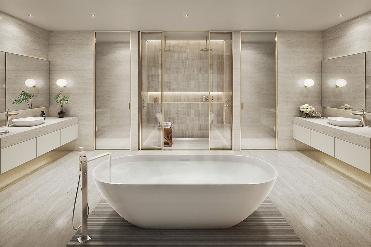 Rendering of 57 Ocean Miami Beach Master Bathroom