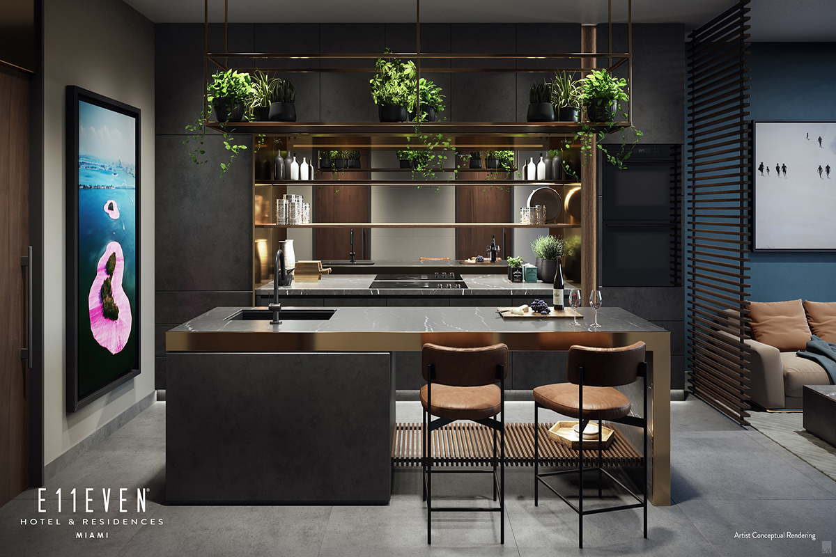 Rendering of E11EVEN Residences Miami Kitchen