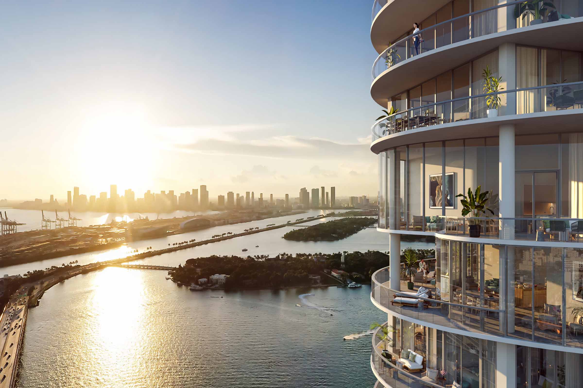 Rendering of Five Park South Beach Downtown Miami View