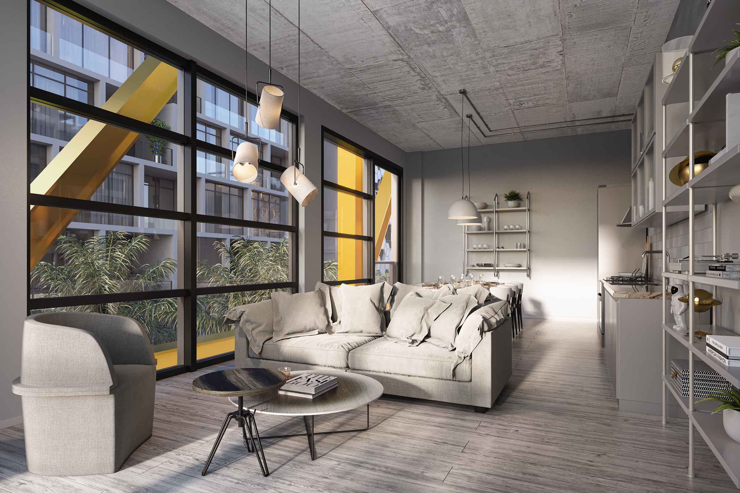 Rendering Of Diesel Condominiums Wynwood Living Room