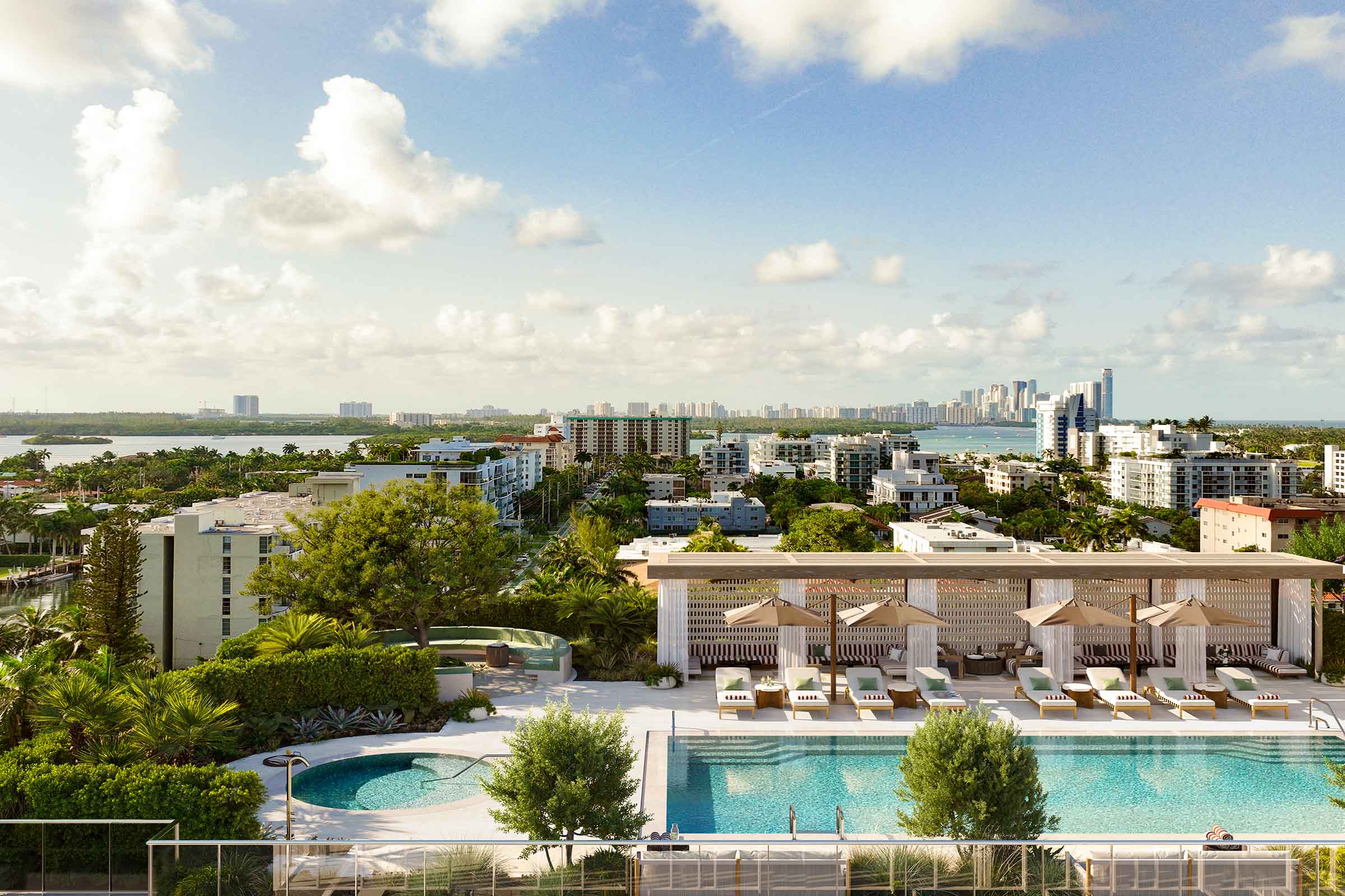 Rendering of THE WELL Bay Harbor Islands Rooftop Pool Deck